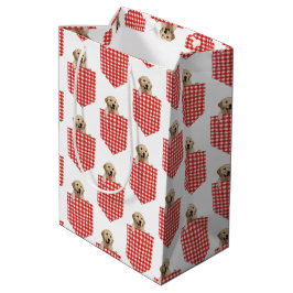 Golden Retrievers in Gingham Pocket Medium Cadeauzakje