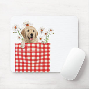 Golden Retrievers in Gingham Pocket Muismat