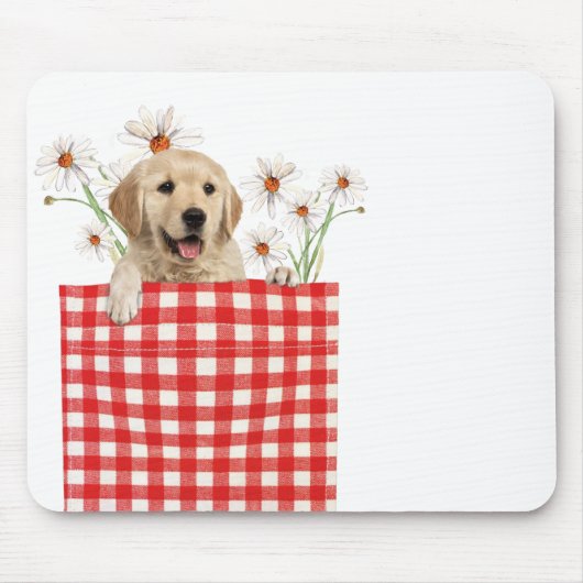 Golden Retrievers in Gingham Pocket Muismat (Voorkant)