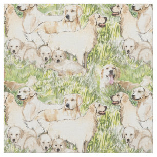 Golden Retrievers in het katoenweefsel van gras Stof