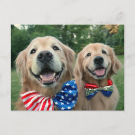 Golden Retrievers in Onafhankelijkheidsdag Bow Str Briefkaart