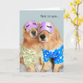 Golden Retrievers in Pajamas Happy Jubileum Kaart (Gele Bloem)