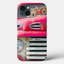 Golden Retrievers in Red Truck Case-Mate iPhone Case