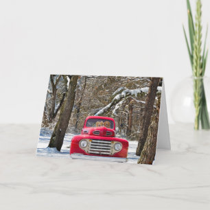 Golden Retrievers in Red Truck Kaart