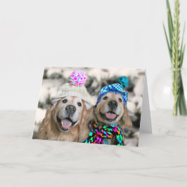 Golden Retrievers in Winter Petten Holiday Kerstmi Feestdagen Kaart