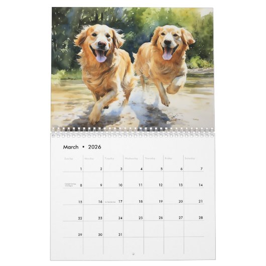 Golden Retrievers Kalender, elk jaar Kalender (Mar 2026)