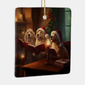Golden Retrievers Kerstmis Caroling Vakantie Keramisch Ornament (Rechts)
