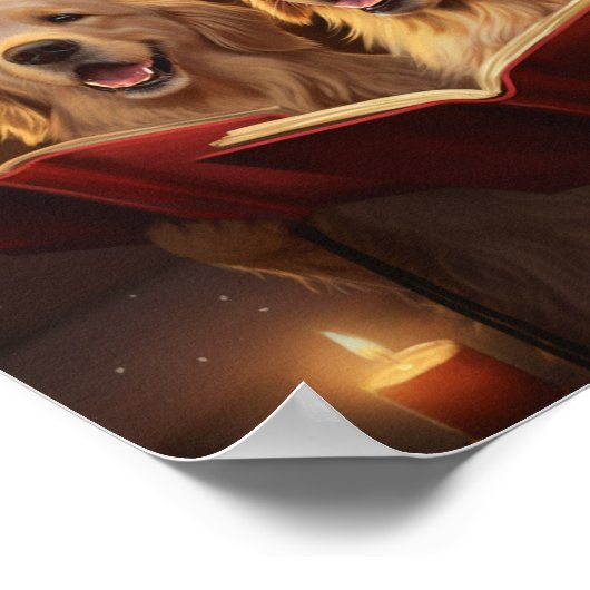 Golden Retrievers Kerstmis Caroling Vakantie Poster (Hoek)