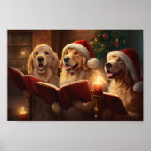 Golden Retrievers Kerstmis Caroling Vakantie Poster (Voorkant)