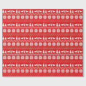 Golden Retrievers met kerstavaar Pattern Red Cadeaupapier (Vlak)