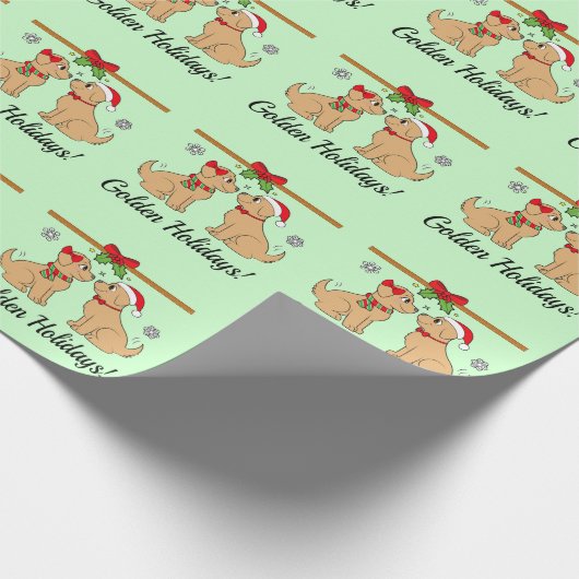 Golden Retrievers met Kerstmis Cadeaupapier (Hoek)
