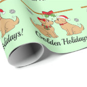 Golden Retrievers met Kerstmis Cadeaupapier (Rol Hoek)