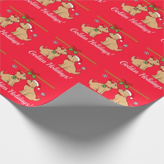 Golden Retrievers met kerstpapier Cadeaupapier (Hoek)