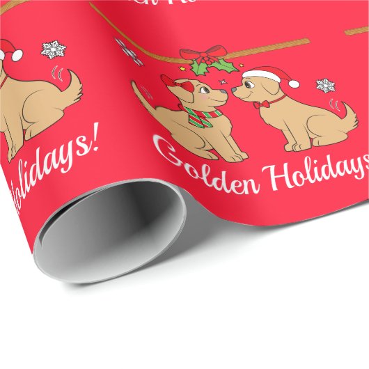 Golden Retrievers met kerstpapier Cadeaupapier (Rol Hoek)