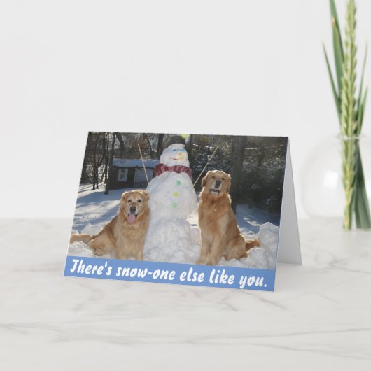 Golden Retrievers met Snowman vriendschap Feestdagen Kaart (Voorkant)