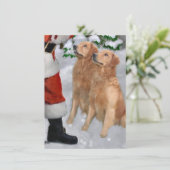 Golden Retrievers Ontmoet Santa Christmas Kaart (Staand voorkant)