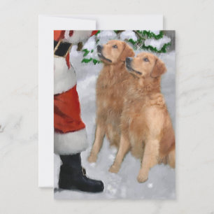 Golden Retrievers Ontmoet Santa Christmas Kaart