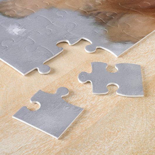 Golden Retrievers Ontmoet Santa Christmas Kaart Legpuzzel (Zijkant)