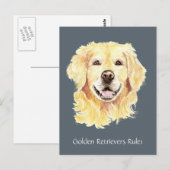 Golden Retriever's Rule Waterverf hondenhuisdier Briefkaart (Voorkant / Achterkant)