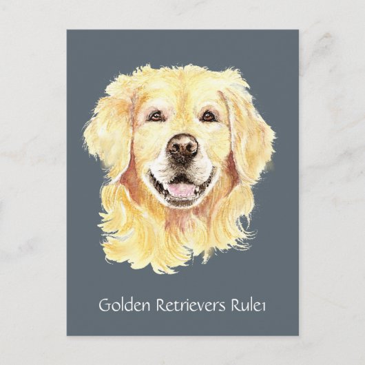 Golden Retriever's Rule Waterverf hondenhuisdier Briefkaart (Voorkant)