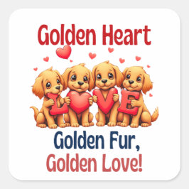 Golden Retrievers Schattige Dog LOVE Vierkante Sticker