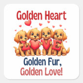 Golden Retrievers Schattige Dog LOVE Vierkante Sticker (Voorkant)