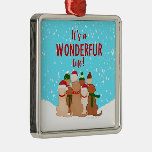 Golden Retrievers Square kerstversiering Metalen Ornament (Rechts)