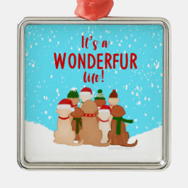 Golden Retrievers Square kerstversiering Metalen Ornament