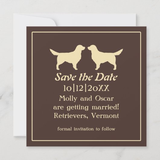 Golden Retrievers Trouwdag Save the Date (Voorkant)