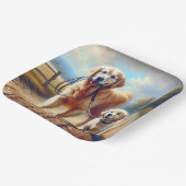 Golden Retrievers uit voor een wandeling Papieren Bordje (Gebogen)