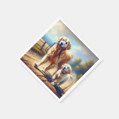 Golden Retrievers uit voor een wandeling Servet (Hoek)