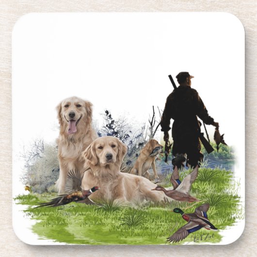 Golden Retrievers - Uitstekende jachthonden Bier Onderzetter (Voorkant)