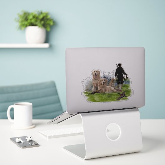 Golden Retrievers - Uitstekende jachthonden Sticker (Laptop op bureau)
