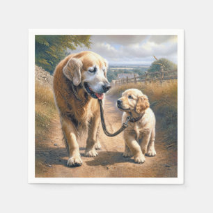 Golden Retrievers Wandelend over een Landelijke We Servet
