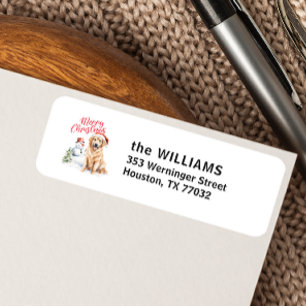 GOLDEN RETRIVER SANTA HAT SNEEUWPOP CUSTOM ETIKET