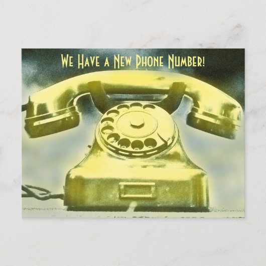 Golden Retro Telefoon nieuw telefoonnummer Aankondigingskaart (Voorkant)