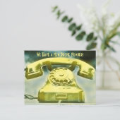 Golden Retro Telefoon nieuw telefoonnummer Aankondigingskaart (Staand voorkant)