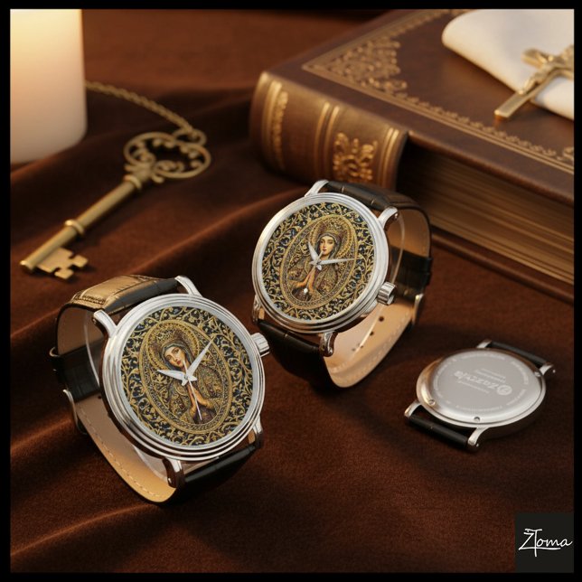 Golden Reverence Virgin Mary Horloge (Creator heeft geüpload)