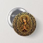 Golden Reverence Virgin Mary Ronde Button 5,7 Cm (Voorkant /achterkant)
