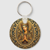 Golden Reverence Virgin Mary Sleutelhanger (Voorkant)