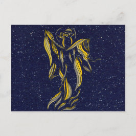 Golden Ribbon Angel Abstracte marine Blue Starfiel Briefkaart