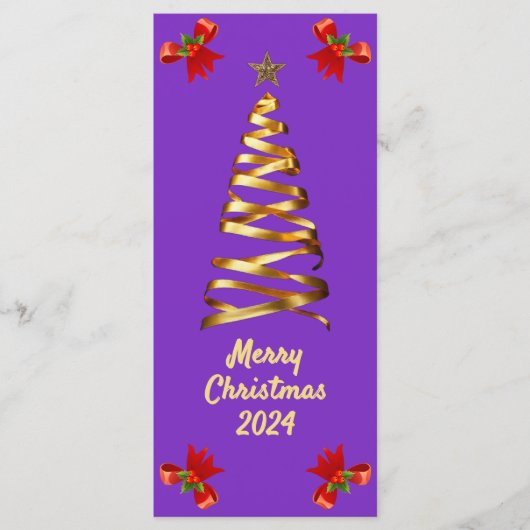 Golden Ribbon Christmas Tree Bladwijzer Menu (Voorkant)