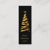 Golden Ribbon Christmas Tree Bladwijzer Mini Visitekaartje (Voorkant)