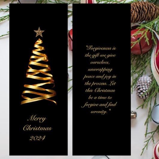 Golden Ribbon Christmas Tree Bladwijzer Mini Visitekaartje