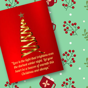 Golden Ribbon Christmas Tree Briefkaart