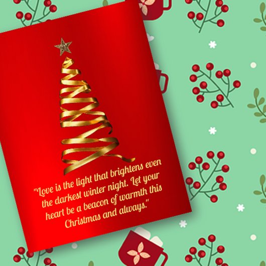 Golden Ribbon Christmas Tree Briefkaart