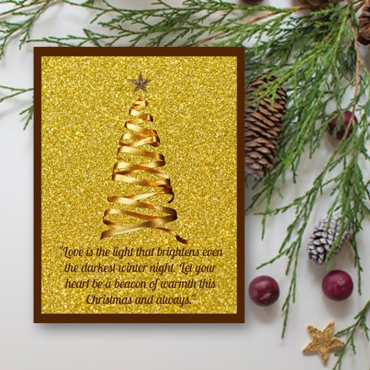 Golden Ribbon Christmas Tree Briefkaart