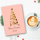 Golden Ribbon Christmas Tree Wenskaart Bedankkaart