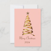 Golden Ribbon Christmas Tree Wenskaart Bedankkaart (Voorkant)