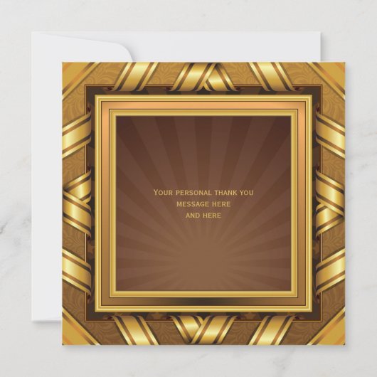 Golden Ribbon en Stars Framed Mans Bedankkaart (Achterkant)